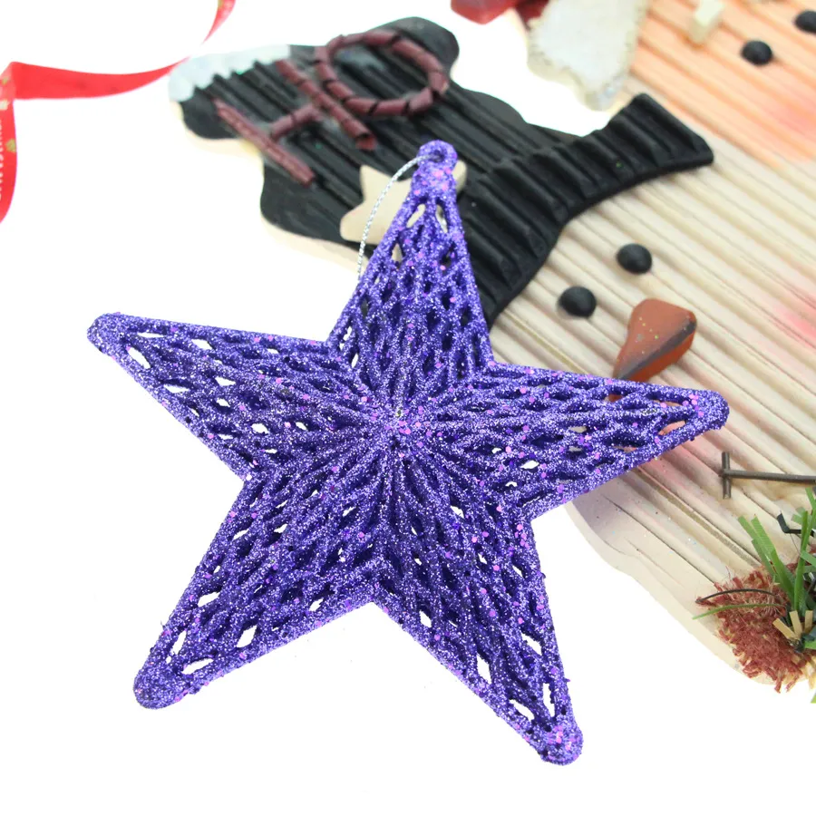 Christmas Three-dimensional Plastic Mesh Star Decoration - Purple