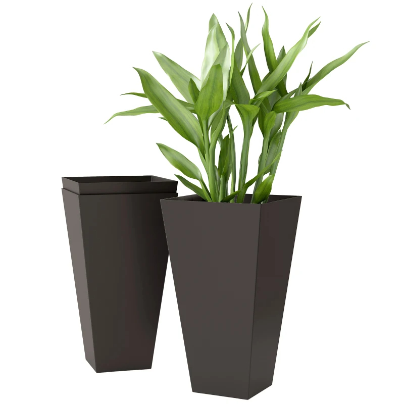 28ft Tall Plastic Planters, Set Of 3, Flower Pot, Anti-crack, Fade-resistant, Square Shape With A Matte Surface