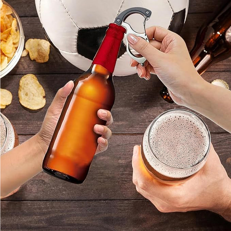 2pcs Car Key Buckle Hook, Portable Key Holder, Multifunctional Carabiner Keyring With Beer Bottle Opener, Car Rescue Glass Breaker 9
