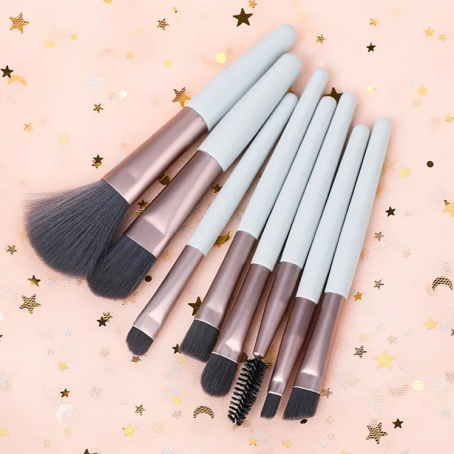 Simple Soft Hair Makeup Brush Set Cyan - Shop at LoveMi