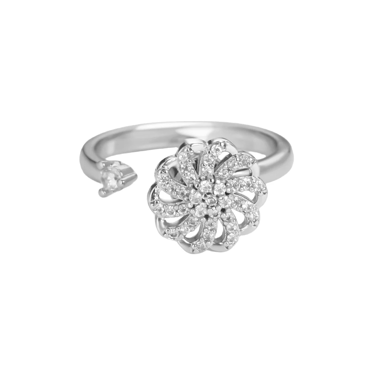 Daily Anti-anxiety Fidget Ring Rotatable Floral Diamond Gold Plated Band