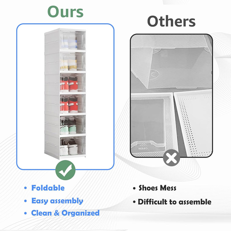 Shoe Box Storage Organizer Foldable Sneaker Boxes Collapsible Footwear Case-6 — image 9
