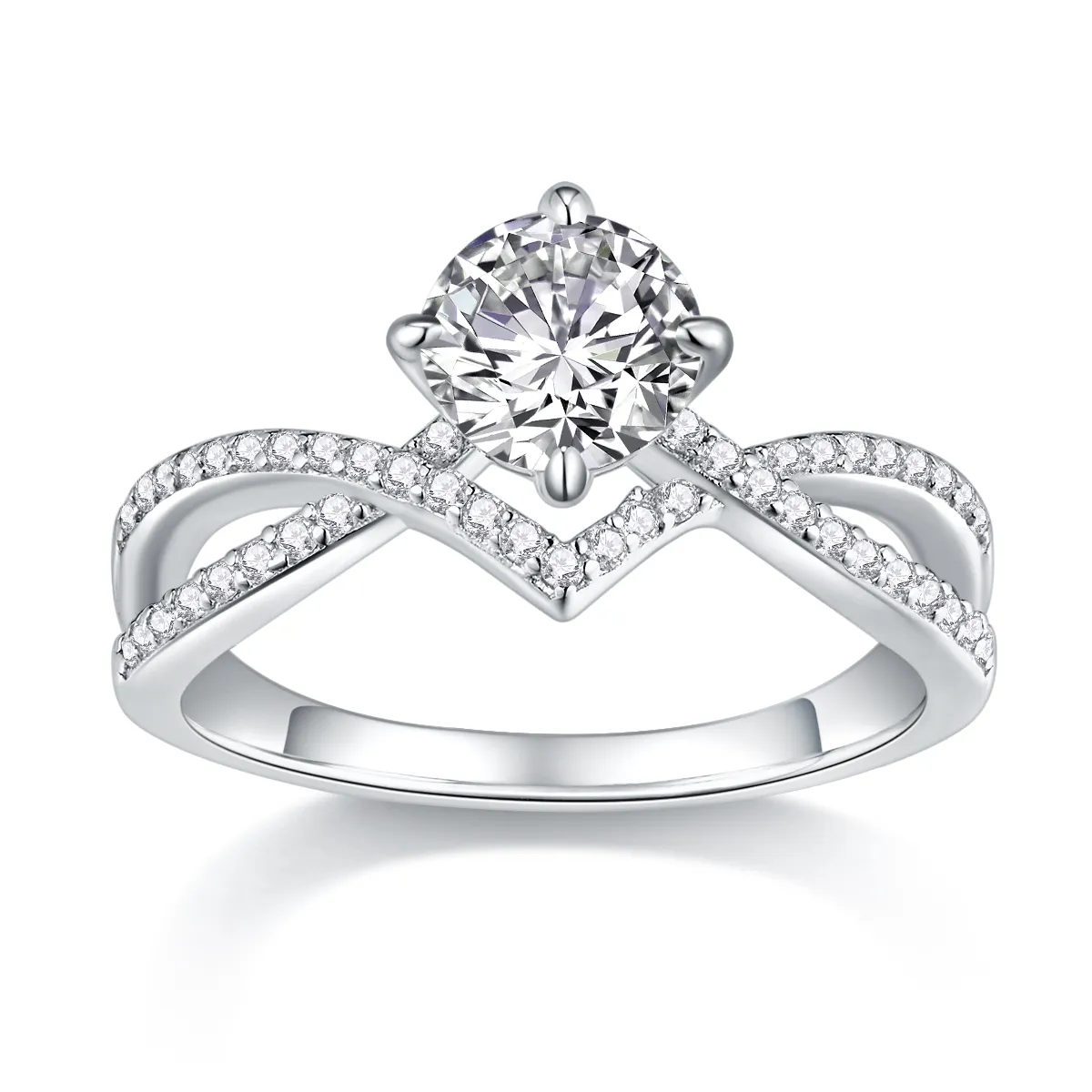 S925 Silver 3.3g Platinum Plated Moissanite Ring