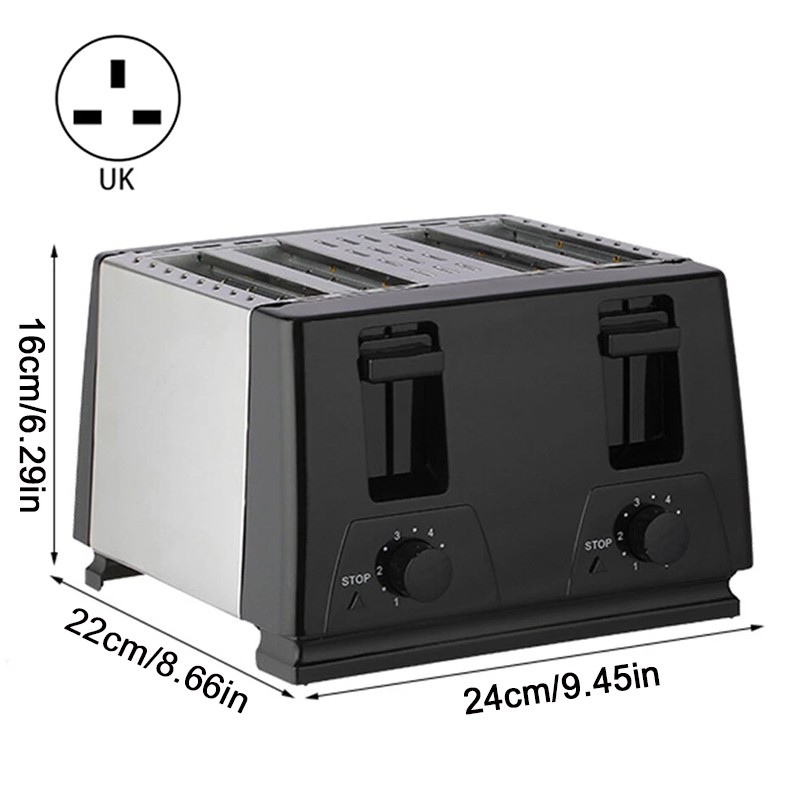 Kitchen Toaster 4 Slice Steel Variable Defrost Reheat Extra Wide Slot — image 4