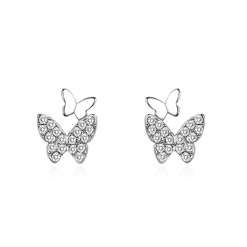 S925 Silver Butterfly Earrings Niche Design Sense Simple Temperament Female Summer