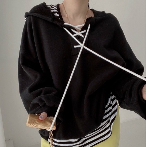 Women's Retro Simple Fashion Versatile Hooded Long Sleeve Sweater