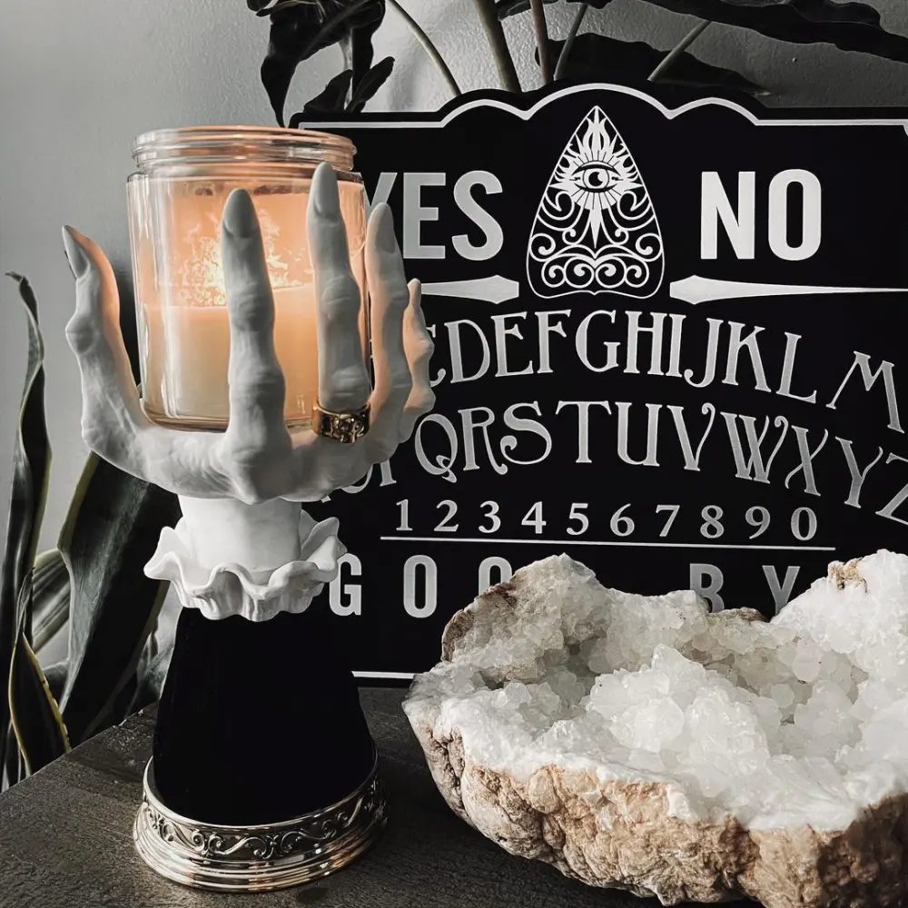 Halloween Palm Tray Candle Holder Witch Decoration Home Decor