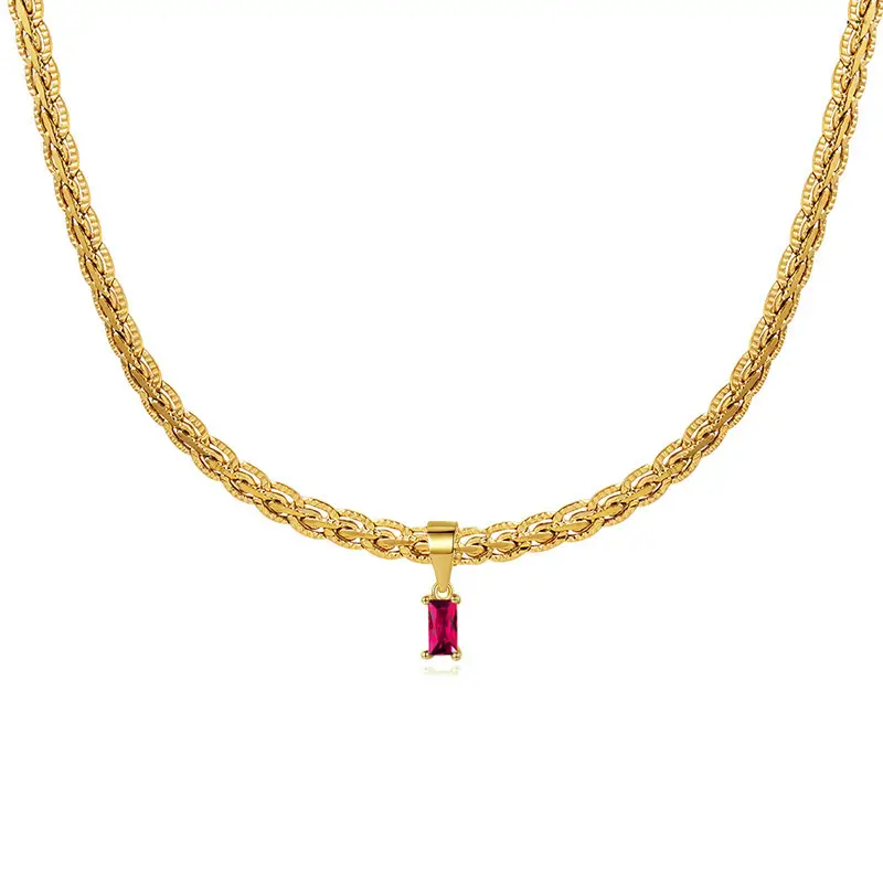 Fashion Square Zircon Pendant Necklace