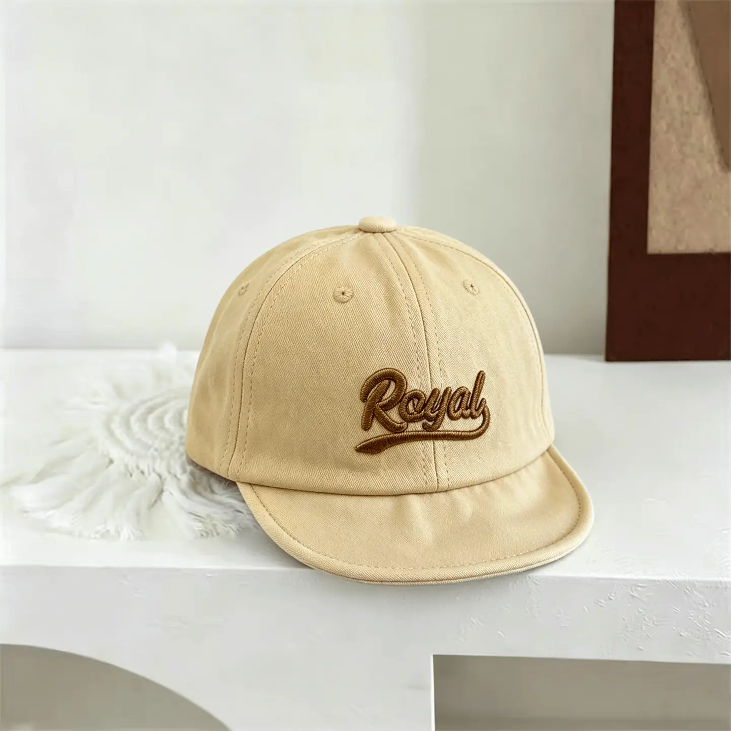 Summer Children's Plain-color Royal Letter-stitched Short-brim Casual Style Baseball Cap With Simple Design, Suitable For Daily Outings
