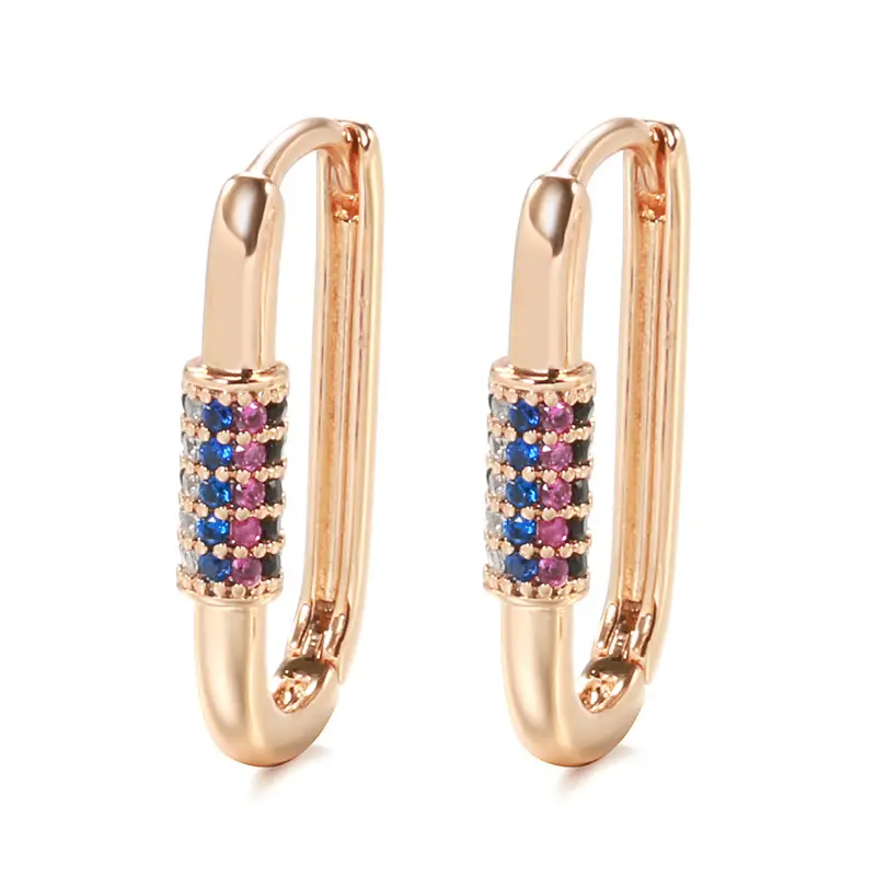 Colorful Zircon Fashion Rose Gold Earrings