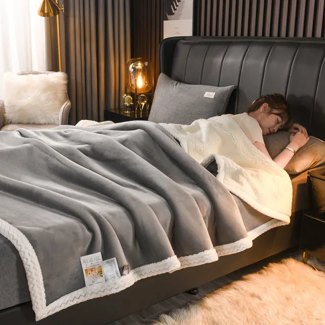 Lamb Velvet Thick Coral Sofa Cover Blanket Grey - Shop at LoveMi