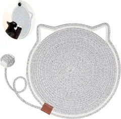 Cat Scratcher Mat Natural Cotton Rope Cat Scratch Pad Round Horizontal Floor Cat Scratching Pads For Indoor Cats Cat Furniture Protector For Wall C... - View 1