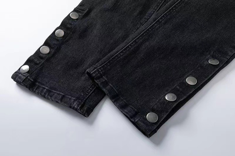 High Street Hip Hop Washed Distressed Trousers Zipper Jeans