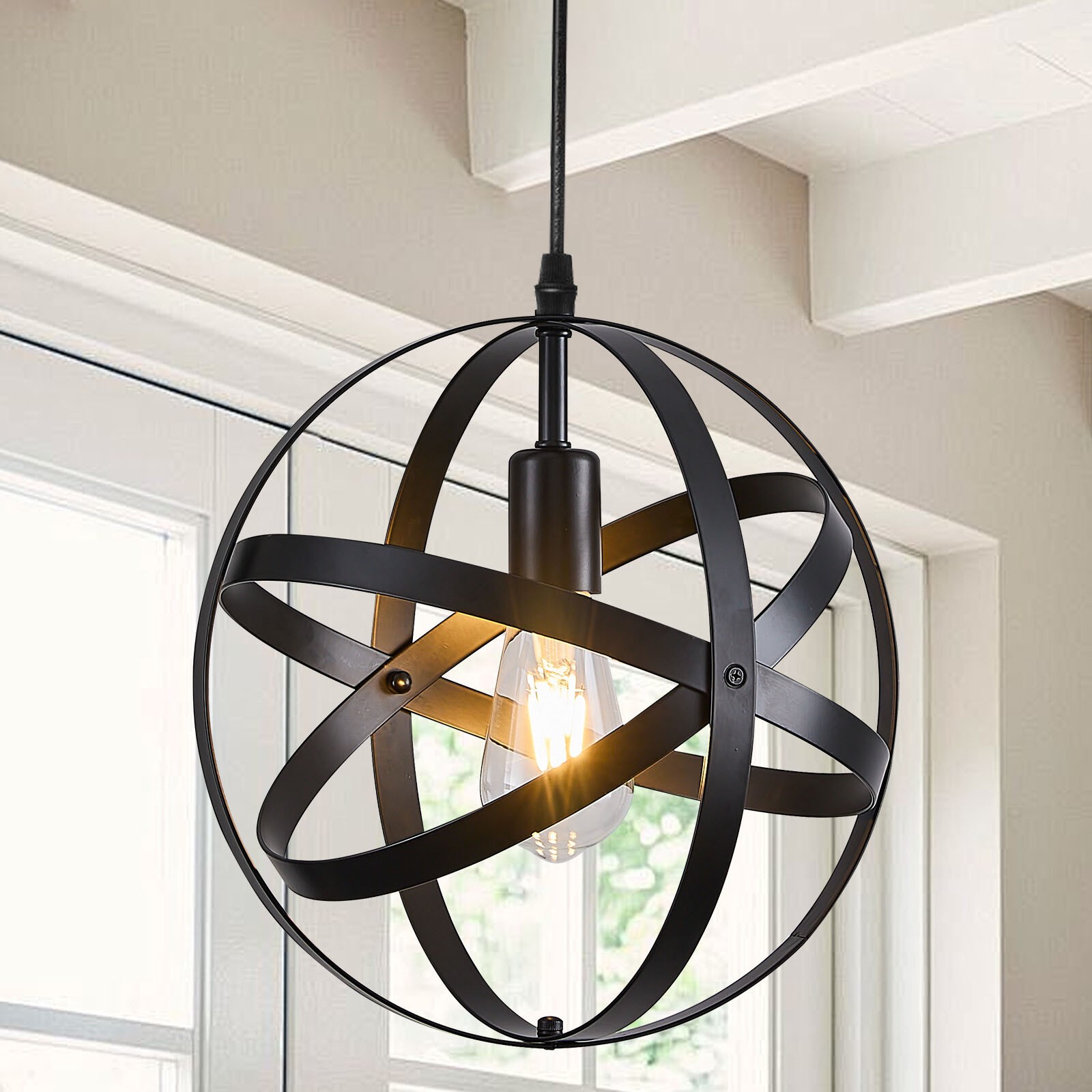 Industrial Spherical Ceiling Light Fitting Pendant Lighting Adjustable Cord UK — image 6