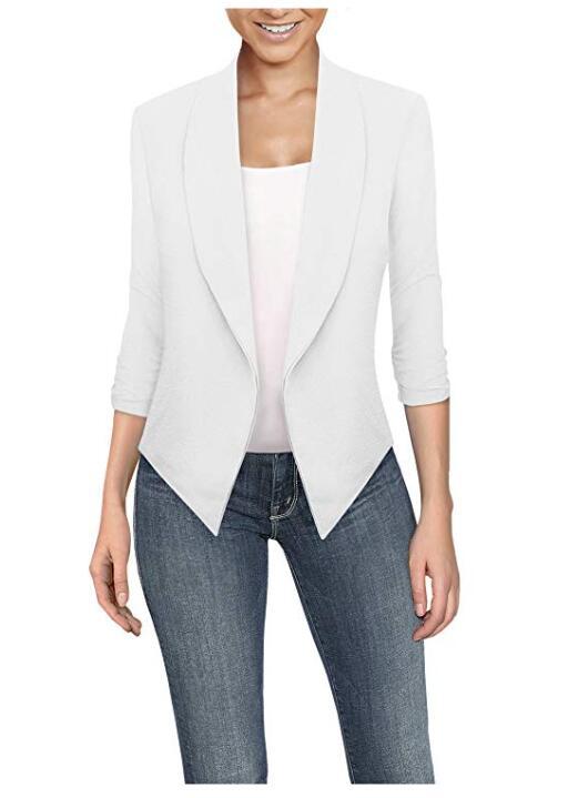 Long Sleeve Solid Color Cardigan Irregular Hem Small Suit Women