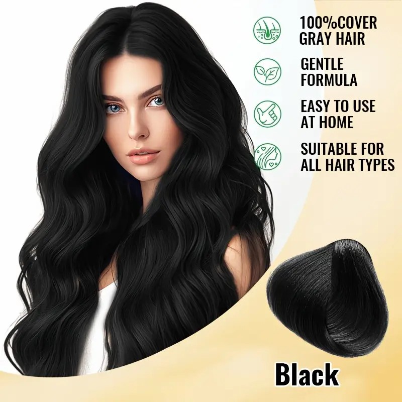 3-in-1 Black Hair Dye Shampoo, Can Cover Gray Hair, Contains Herbal Ingredients, Including Ginseng Extract, Natural Coloring.