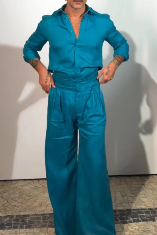 Men's Fashion High-Waisted Two-Piece Set With Hollowed-Out Back