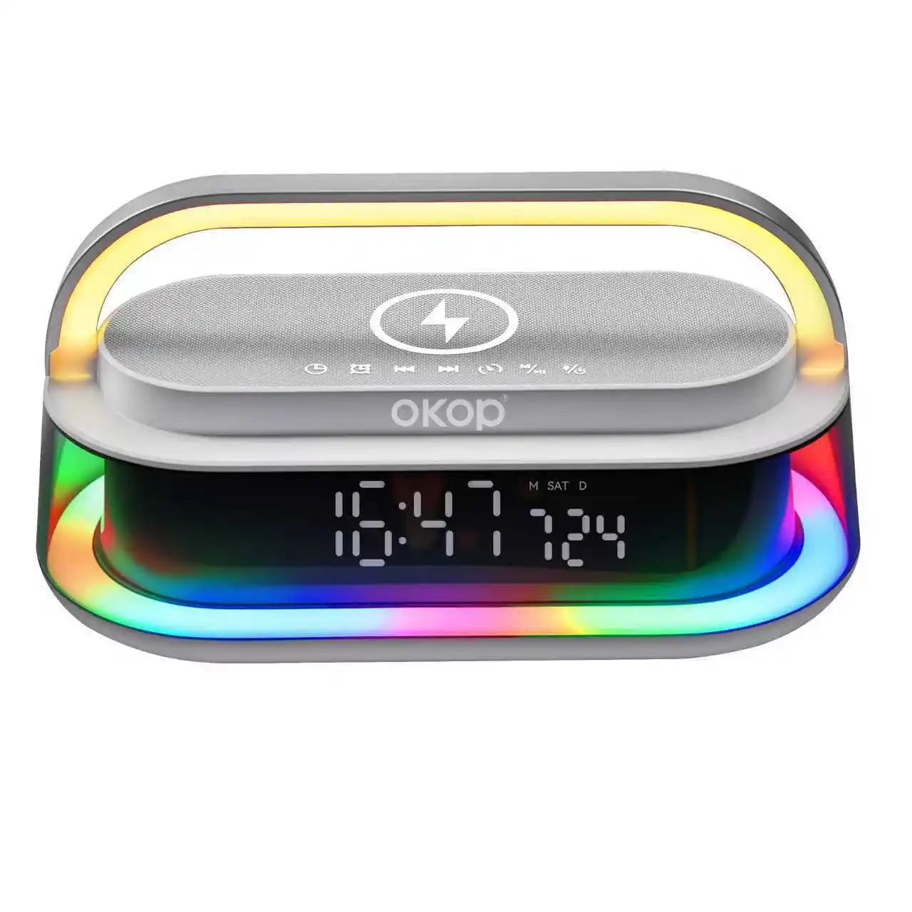 KP-575 Bluetooth Speaker15W Wireless Charging Desktop Clock