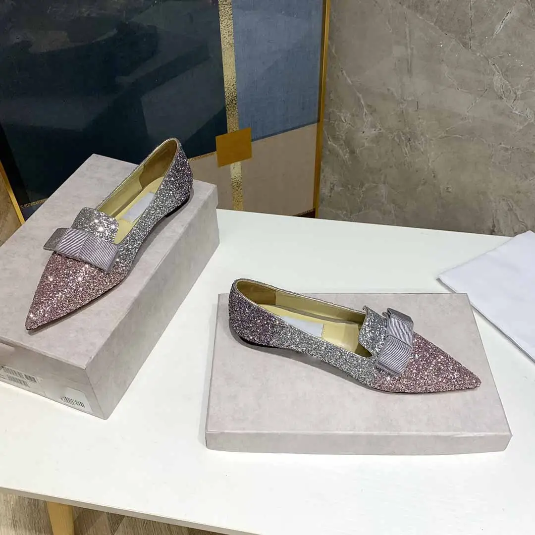 Flat French Stiletto Crystal Bridal Shoes Women's Singles