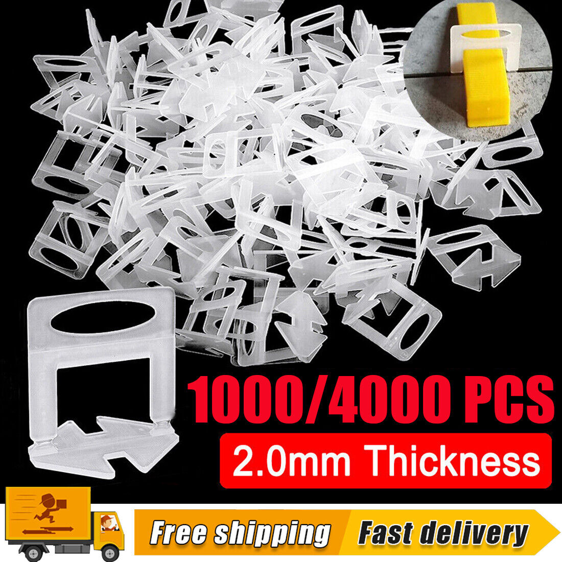 NEW 10 0 0 4000pc Tile Leveling Spacer System Tool Clips Wedges Flooring — image 11