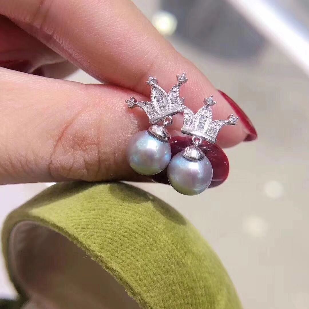 6-7mm Seawater Jane Stud Earrings S925 Crown Studs
