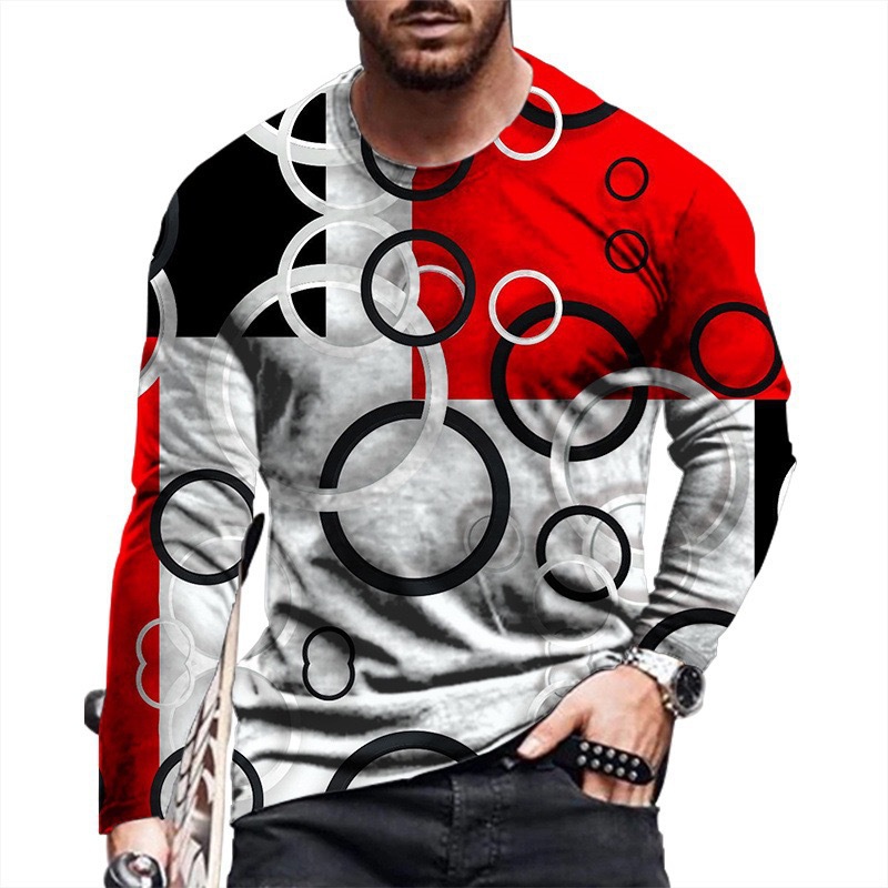 Title 2, Square Mens Long Sleeve T-Shirt with 3D Digita...