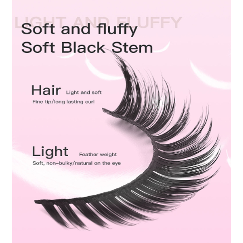 15Pairs Cat Eye Eyelashes 3D Natural False Lashes Fluffy Soft Cross Clear Band Lashes Manga Lashes Wispy Eyelash Makeup