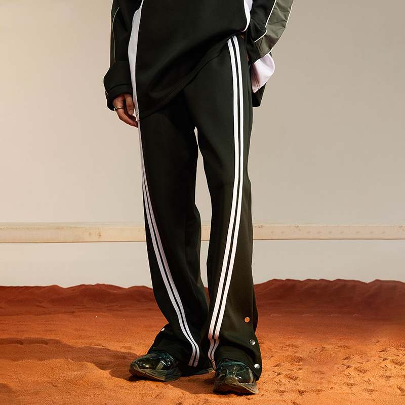 Title 2, Mens Striped Patchwork Slacks Trousers, a styl...