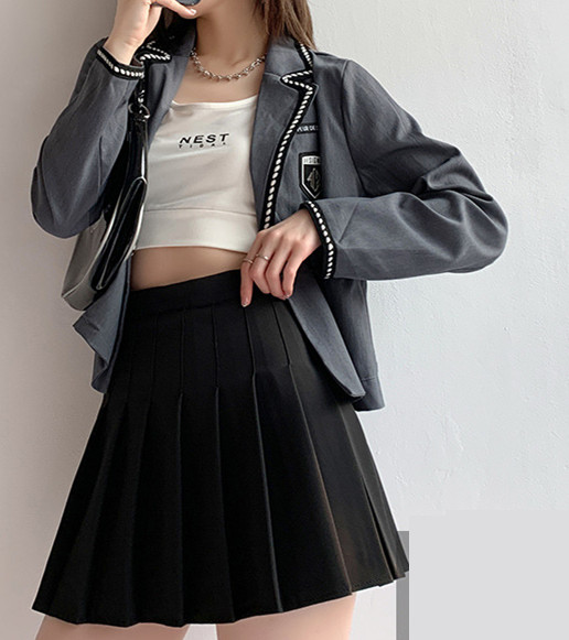 Japanese High Waist Pleated Women's Summer Skirt