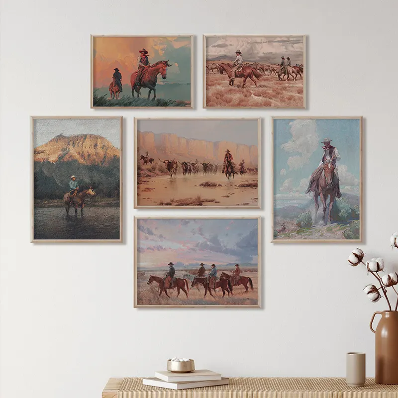 Home Fashion Vintage Cowboy Portrait Oil