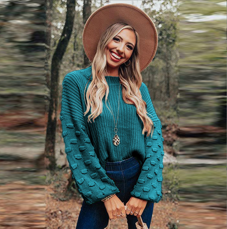 Casual Loose Pullover Long Sleeve Solid Color Sweater