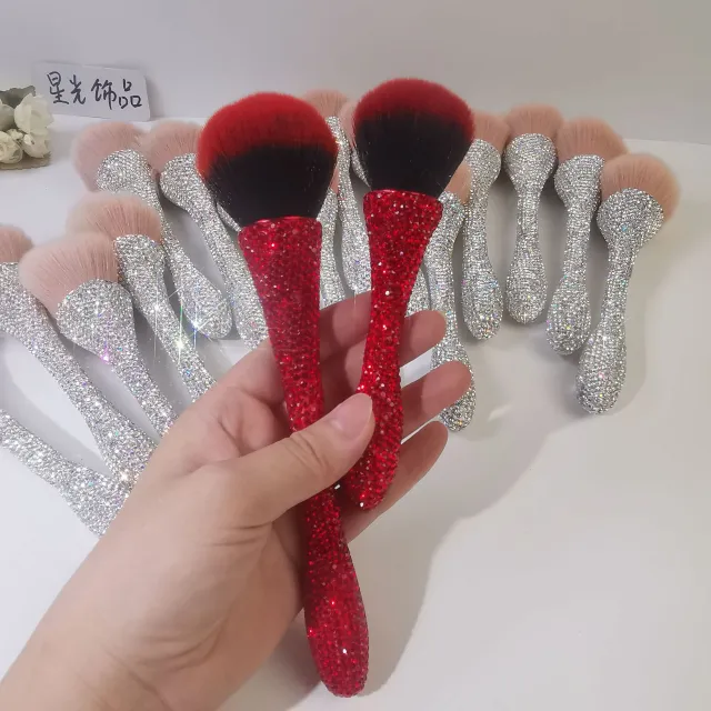 Diamond encrusted Mini Small Waist Makeup Brush Single Beauty Tool Red - Shop at LoveMi
