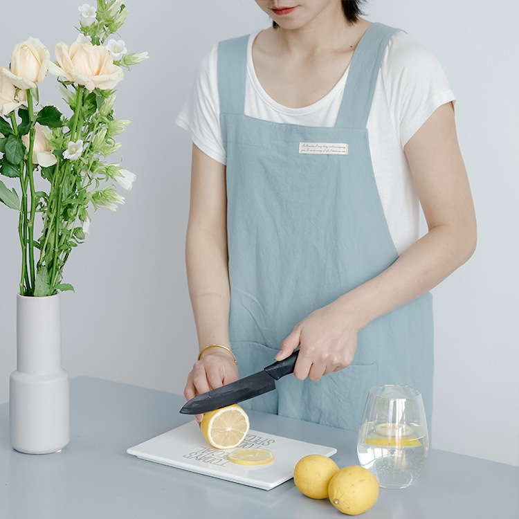 Title 4, Linen Jean Apron Simple Overclothes Kitchen Apron