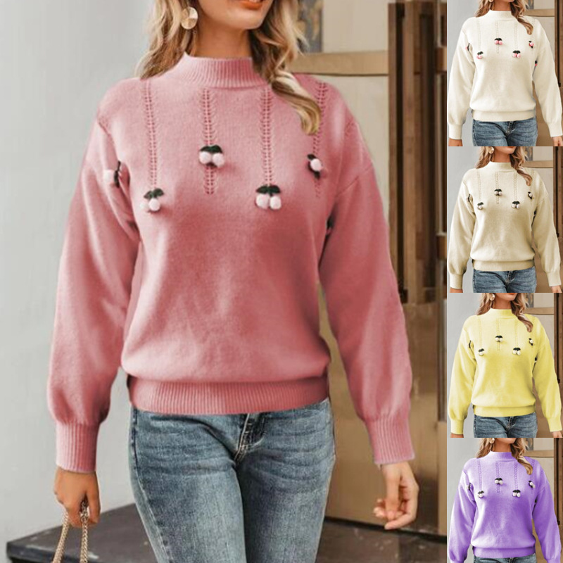 Cherry Pullover Long Sleeved Sweater
