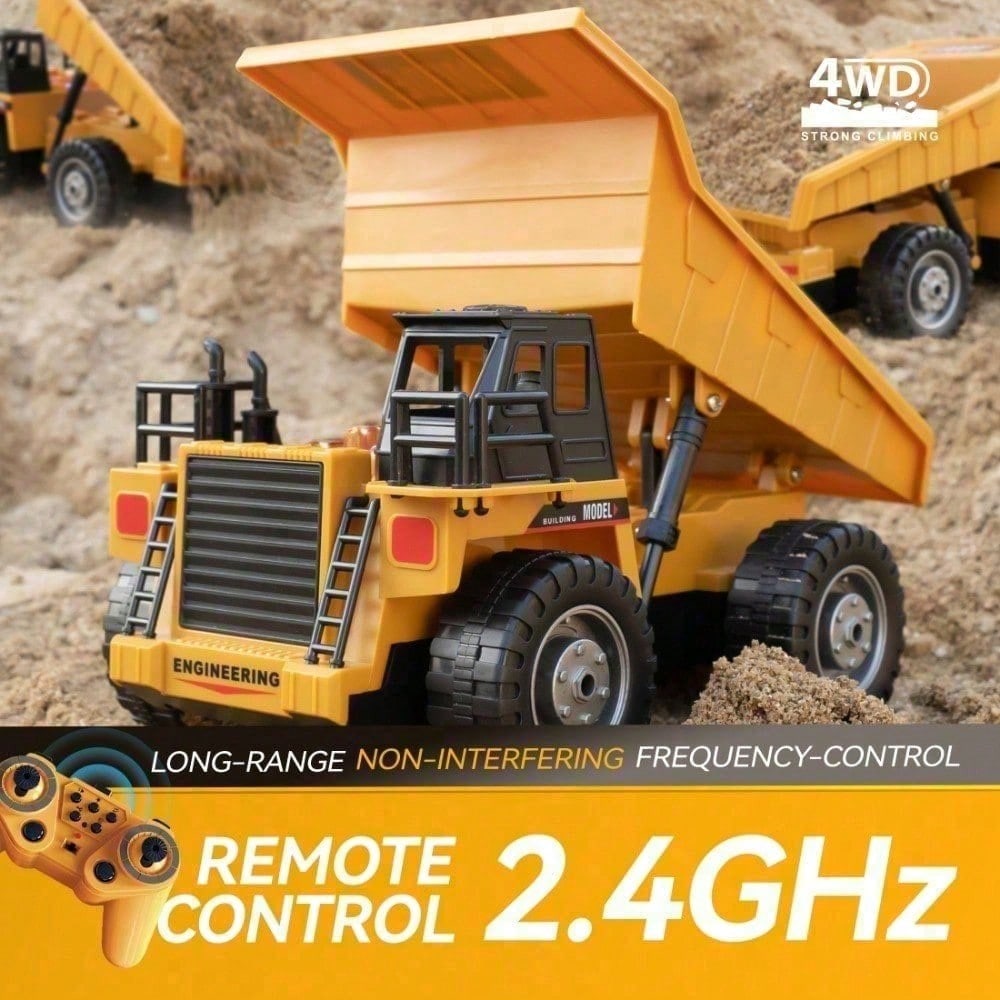 1 20 RC Alloy Dump Truck Toy, 13 Channel 2.4GHz Remote Control Construction Vehicle With Lights, Sounds, And Rechargeable Battery, Cyber Truck, Toys For Boys, Construction, Toys Fo