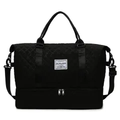 Large Capacity Totes Travel Duffle Bags Dry And Wet Separation Fitness Gym Shoulder Bag For Weekender Overnight Essentials Mommy Handbag - Black - View 1