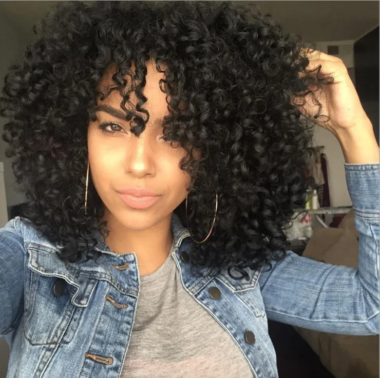 European And American Womens Chemical Fiber Medium And Long Curly Hair - Black