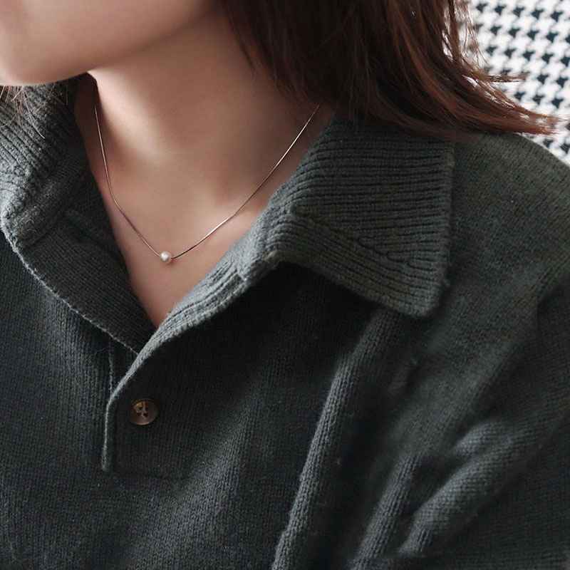 Simple Temperament Pearl Snake Bone Chain 925 Silver