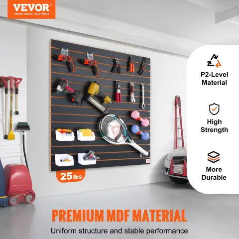 VEVOR Slatwall Panels 4 Ft X 2 Ft Black Garage Wall Panels Heavy Duty Ga