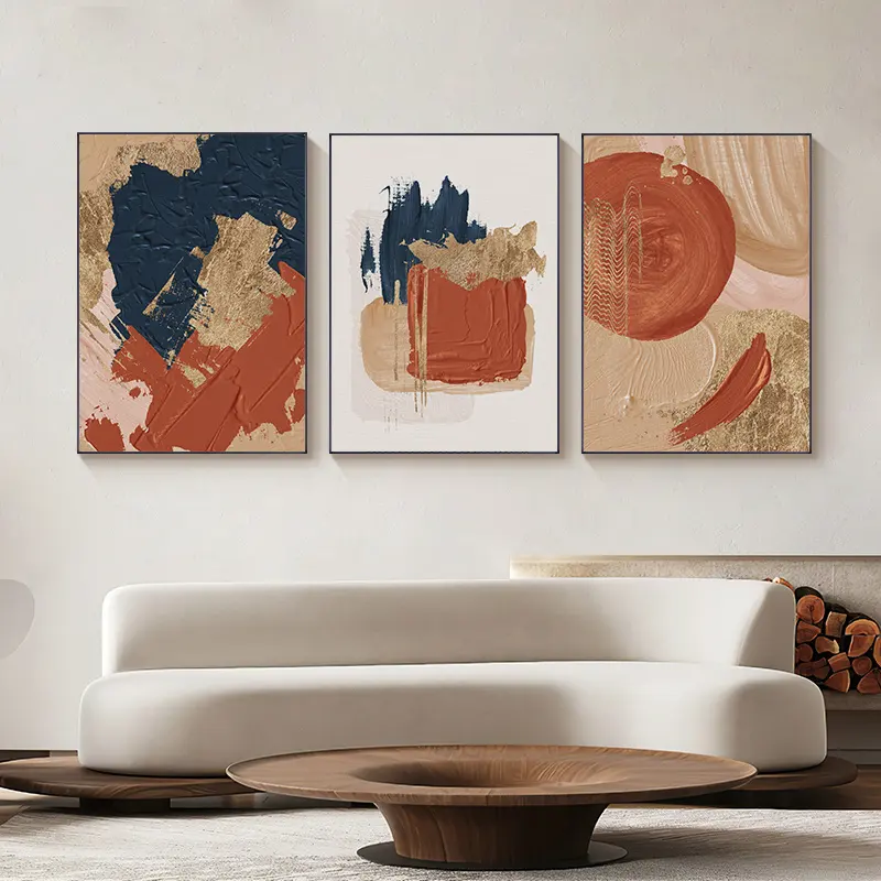 Modern Abstract Dark Blue Red Minimalist Canvas