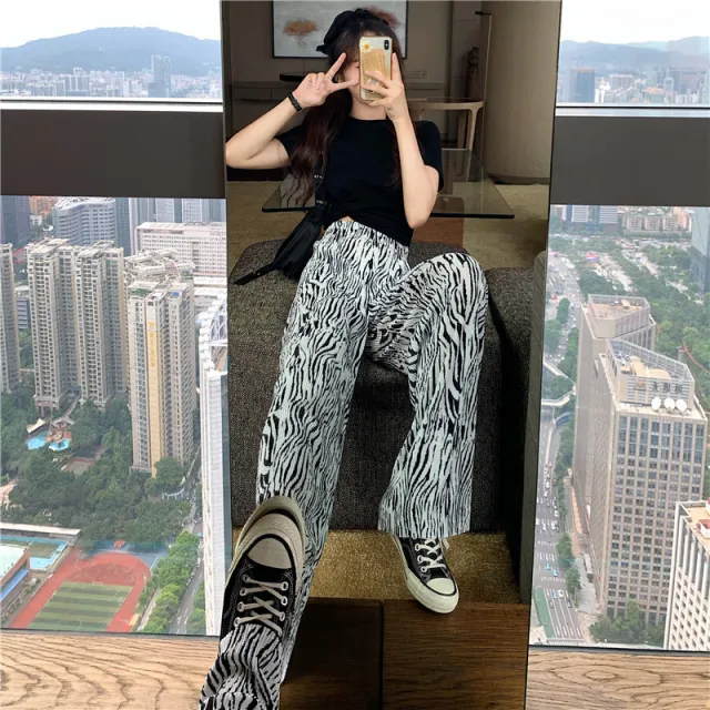Tie Dye Wide Leg Pants New Women's Nine quarter Pants Black - Shop at LoveMi