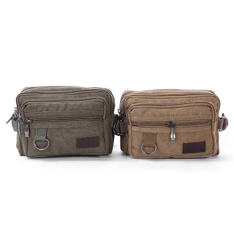 Canvas Fanny Pack With 4-Zipper Pockets Men