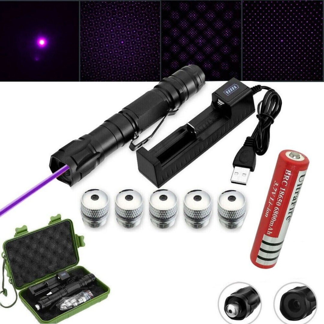 Purple Laser Pointer Pen Rechargable 405nm Beam Light 10 00Miles With Box — image 2