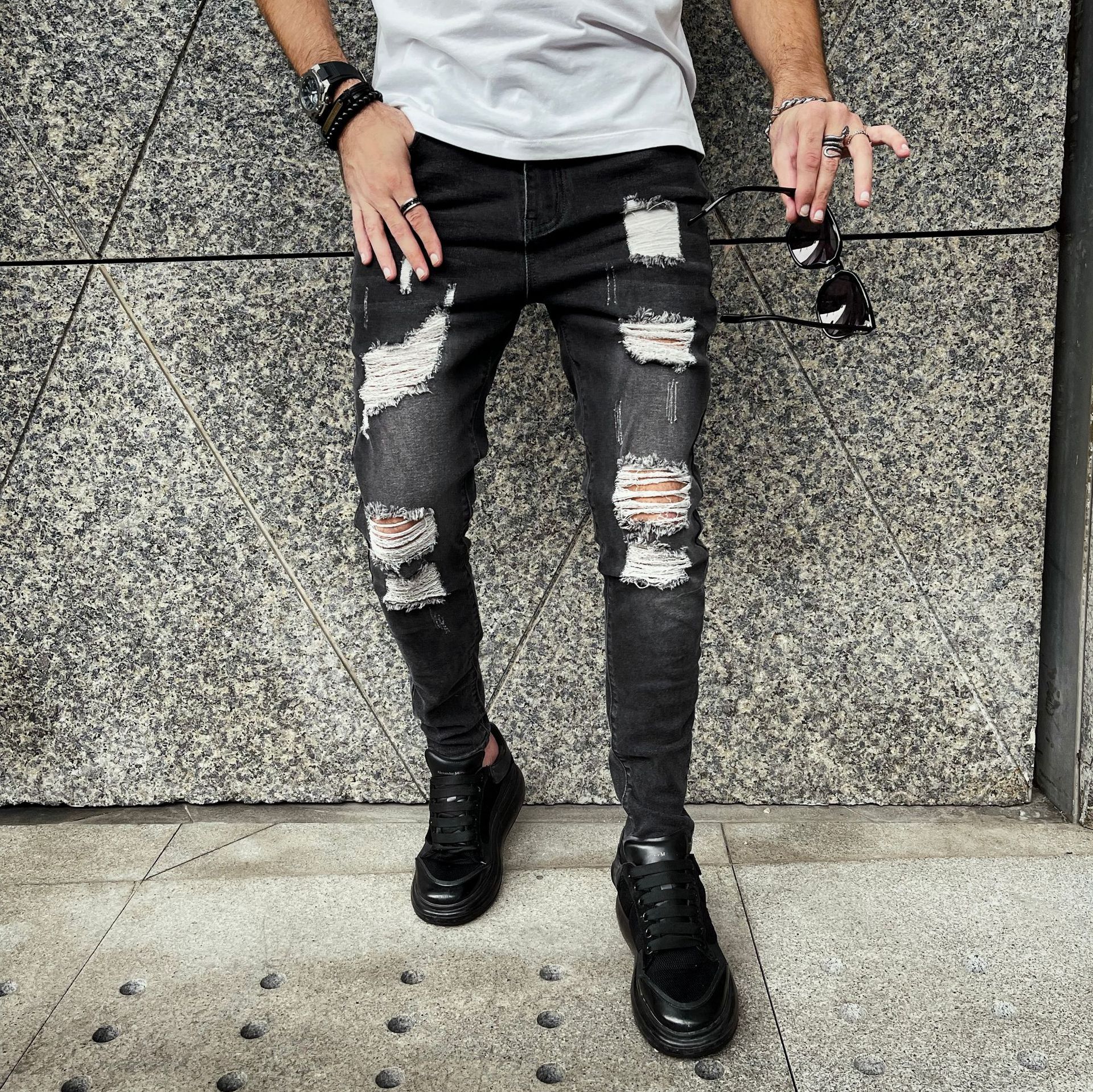 Title 2, New Mens Jeans Teenagers Big Ripped Leisure Sl...