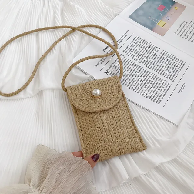 New Summer Personality Mini Mobile Phone Bag Wild Straw Bag Shoulder Messenger Bag Tide Khaki - Shop at LoveMi
