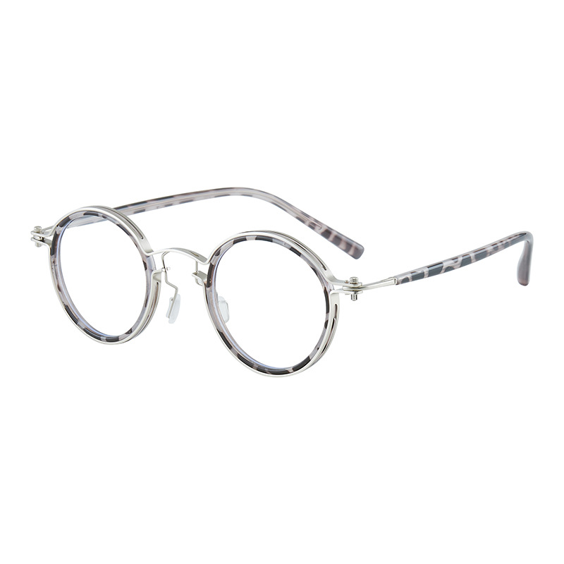 Title 6, Round Frame Myopia Retro Plain Mirror