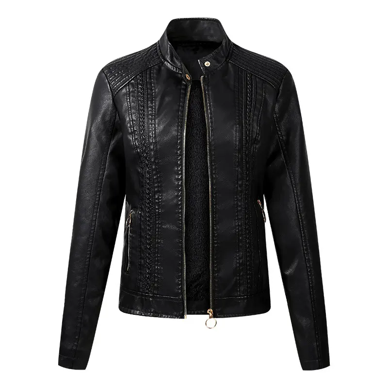 Long Sleeve Ladies Leather Jacket Pu Women Short