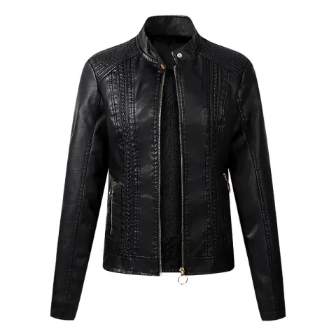 Long Sleeve Ladies Leather Jacket Pu Women Short