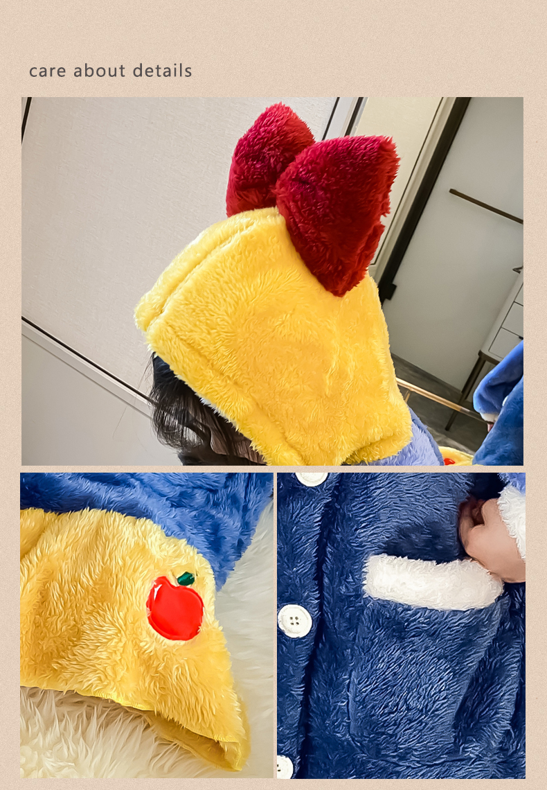 Girls' Long Sleeve Thick Flannel Pajamas