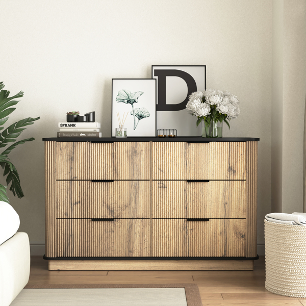 Modern Multi-functional Six-drawer MDF Cabinet,The perfect combination of rounded corners and multifunctional design, with Product Dimensions of 47.2*15.7*29.6 Inches. -39